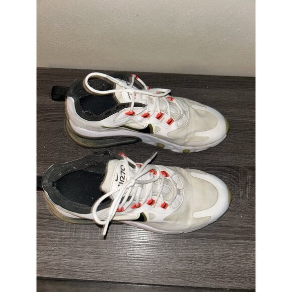 Nike Air Max 270 React White Athletic Lace Up Low Top Running Sneakers Size 9.5 - Picture 3 of 8